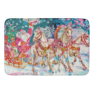 Santa's Magical Horse Sleigh Sneeuwnacht Badmat