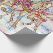 Santa's Magical Horse Sleigh Sneeuwnacht Cadeaupapier (Hoek)