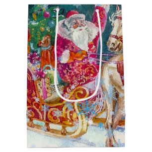 Santa's Magical Horse Sleigh Sneeuwnacht Medium Cadeauzakje