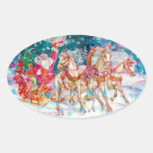 Santa's Magical Horse Sleigh Sneeuwnacht Ovale Sticker (Voorkant)