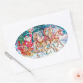 Santa's Magical Horse Sleigh Sneeuwnacht Ovale Sticker (Envelop)