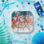 Santa's Magical Horse Sleigh Sneeuwnacht Papieren Bordje (Feest)