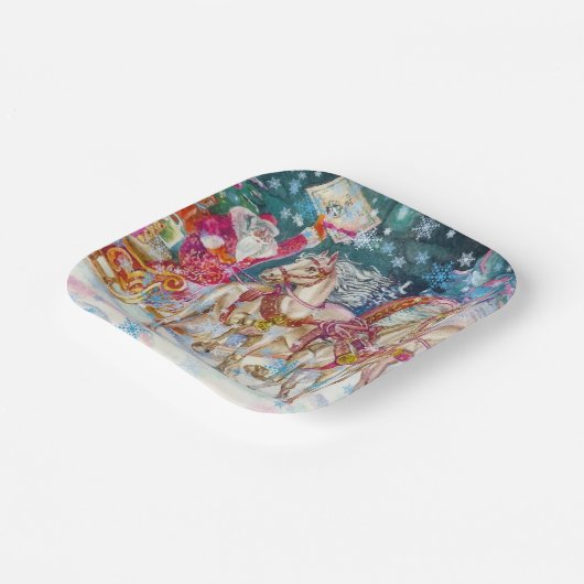 Santa's Magical Horse Sleigh Sneeuwnacht Papieren Bordje (Gebogen)