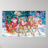 Santa's Magical Horse Sleigh Sneeuwnacht Poster (Voorkant)