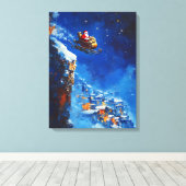 Santa's Magical Sleigh Ride - olieverfschilderij Canvas Afdruk (Insitu (Houten vloer))
