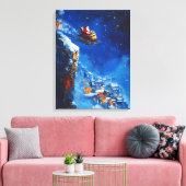 Santa's Magical Sleigh Ride - olieverfschilderij Canvas Afdruk (Insitu (Woonkamer))
