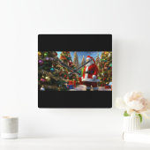 Santa's Magical Tijdstuk - Feestelijke vakantieklo Vierkante Klok (Huis)