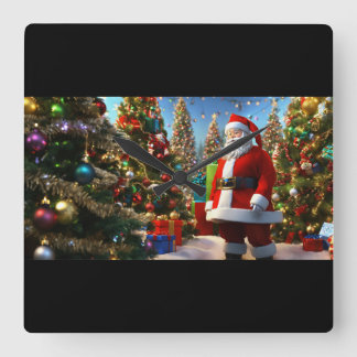 Santa's Magical Tijdstuk - Feestelijke vakantieklo Vierkante Klok