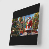 Santa's Magical Tijdstuk - Feestelijke vakantieklo Vierkante Klok (Hoek)