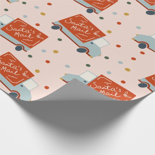 Santa's Mail Truck Illustration Wrapping Paper Cadeaupapier (Hoek)