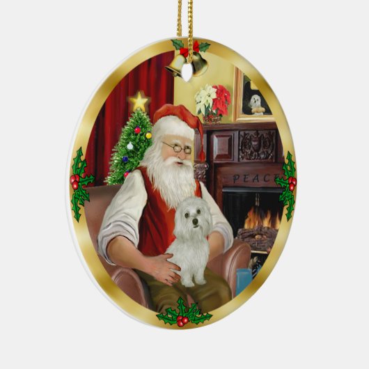 Santa's Maltese (#11) Keramisch Ornament (Rechts)