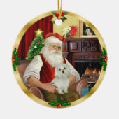 Santa's Maltese (#11) Keramisch Ornament (Voorkant)