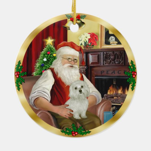 Santa's Maltese (#11) Keramisch Ornament (Achterkant)