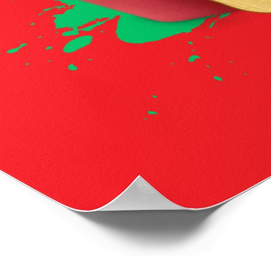 Santa's Maltisse zit op een geschenkdoos. Poster (Hoek)