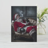 Santa's met een rook en een Drink - Unieke Kaart (Staand voorkant)