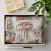  Santas met kerstcadeautjes en Holly Tissuepapier (Geschenk)