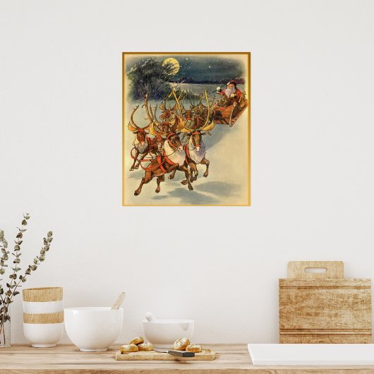 Santa's Midnight Ride  Art Poster (Keuken)