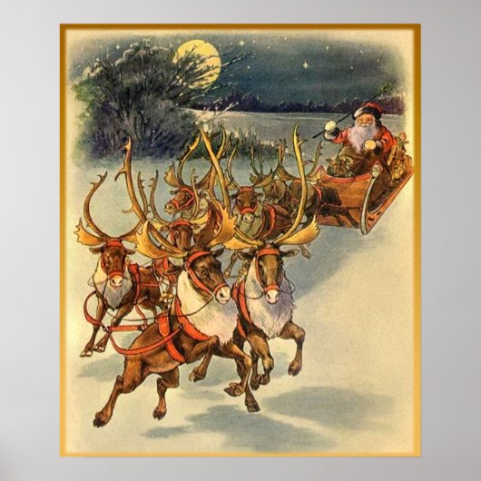 Santa's Midnight Ride Art Poster (Voorkant)