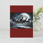 Santa's Midnight Sky Journey Feestdagenkaart (Staand voorkant)