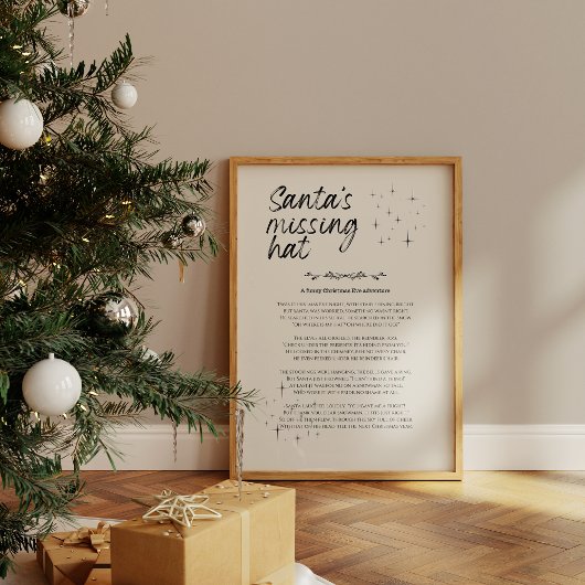 Santa's Missing Hat Funny Christmas Print