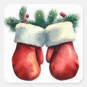 Santas Mittens Vierkante Sticker (Voorkant)