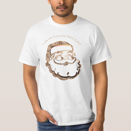 Santa's Mooie lijst Cute Funny Vader Kerstgoud T-shirt (Voorkant)