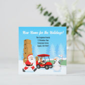 Santa's Moving Boxes with Reindeer on Golf Course Aankondiging (Staand voorkant)