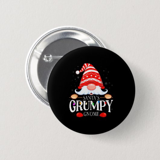 Santa's Mpy Gnome Matching Christmas Pajama Ronde Button 5,7 Cm (Voorkant /achterkant)