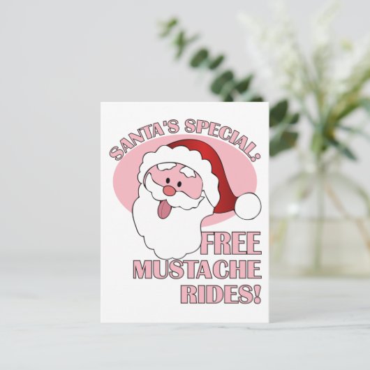 Santa's Mustache Rides briefkaart (Staand voorkant)