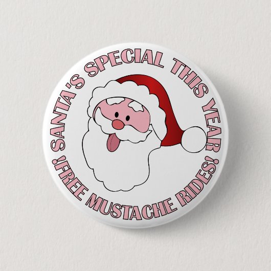 Santa's Mustache Rides-knop Ronde Button 5,7 Cm (Voorkant)