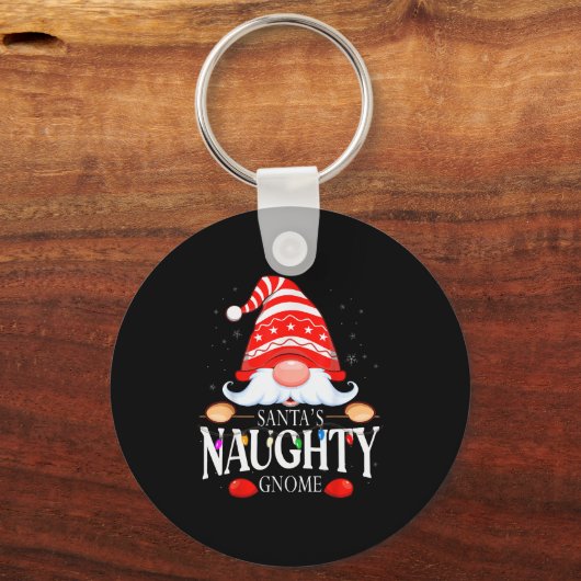 Santa's Naughty Gnome Matching Christmas Pajama Sleutelhanger (Voorkant)