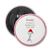 Santa's Naughty List Button Flesopener (Voorkant)