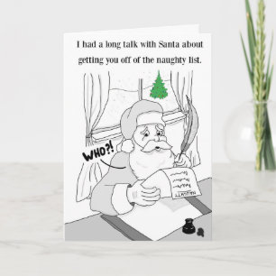 Santa's Naughty List, Christmas Kaart & Envelope