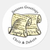 Santa's Naughty List Christmas Ronde Sticker (Voorkant)