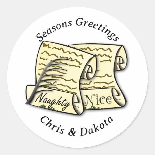Santa's Naughty List Christmas Ronde Sticker (Voorkant)