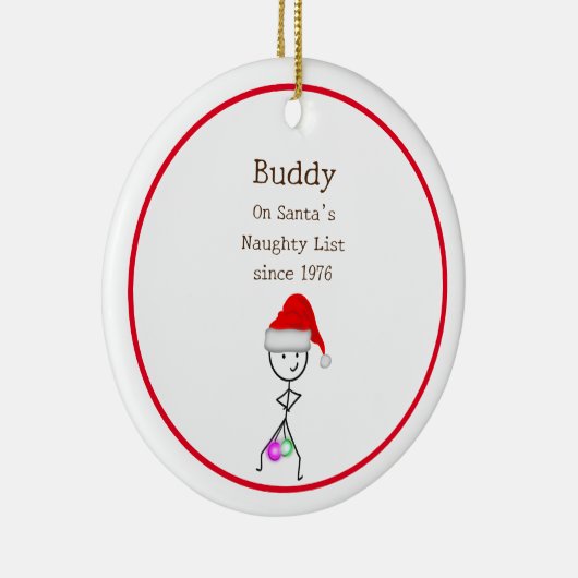 Santa's Naughty List Keramisch Ornament (Rechts)