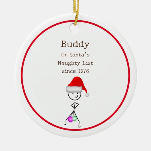 Santa's Naughty List Keramisch Ornament (Voorkant)