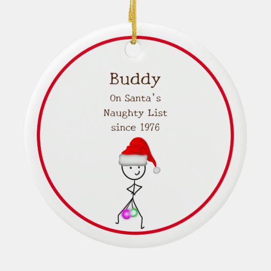 Santa's Naughty List Keramisch Ornament (Achterkant)