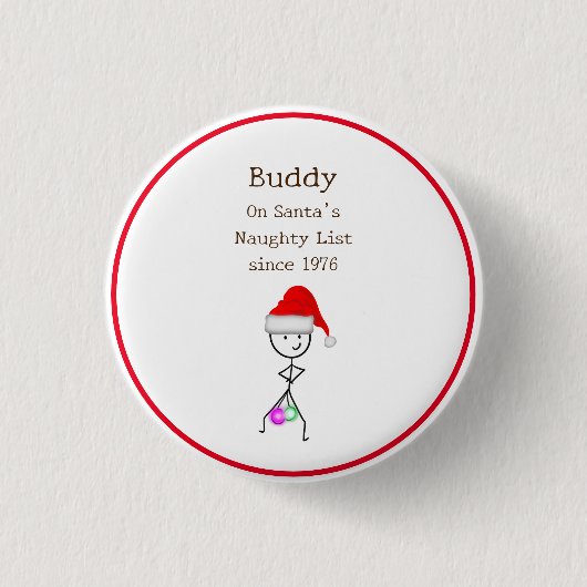 Santa's Naughty List Ronde Button 3,2 Cm (Voorkant)
