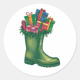 Santa's New Boots Ronde Sticker
