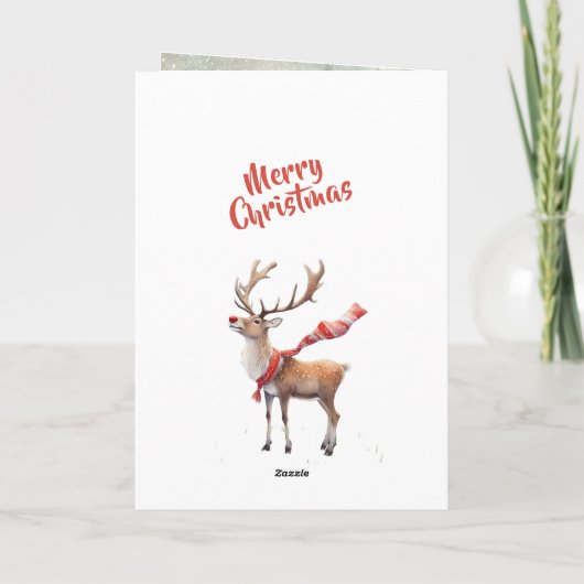 Santa's New Sleigh Faux Borduurwerk Vrolijk Kerstf Kaart (Achterkant)