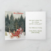 Santa's New Sleigh Faux Borduurwerk Vrolijk Kerstf Kaart (Binnen)