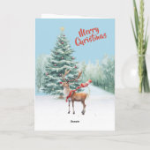 Santa's New Sleigh Faux Borduurwerk Vrolijk Kerstf Kaart (Achterkant)