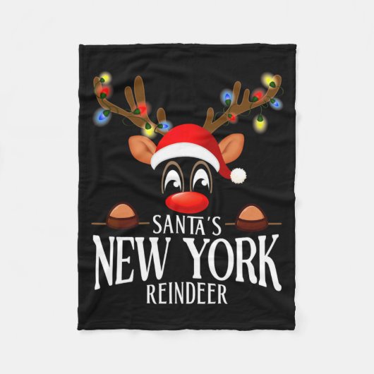 Santas New York Reindeer Funny Xmas Matching Pjs Fleece Deken (Voorkant)