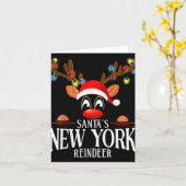 Santas New York Reindeer Funny Xmas Matching Pjs  Kaart (Gele Bloem)