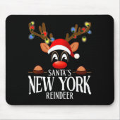 Santas New York Reindeer Funny Xmas Matching Pjs  Muismat (Voorkant)