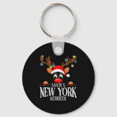 Santas New York Reindeer Funny Xmas Matching Pjs Sleutelhanger (Voorkant)
