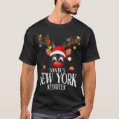 Santas New York Reindeer Funny Xmas Matching Pjs T-shirt (Voorkant)