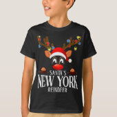 Santas New York Reindeer Funny Xmas Matching Pjs T T-shirt (Voorkant)
