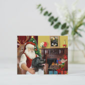 Santa's Newfoundland Landseer Feestdagenkaart (Staand voorkant)